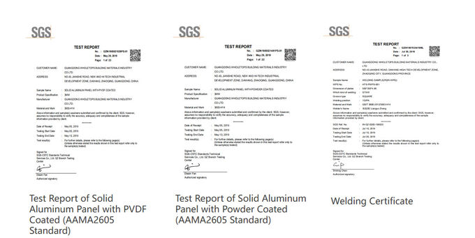 5,20 años garantizan el panel sólido de aluminio exterior interior con SGS 6 del CE